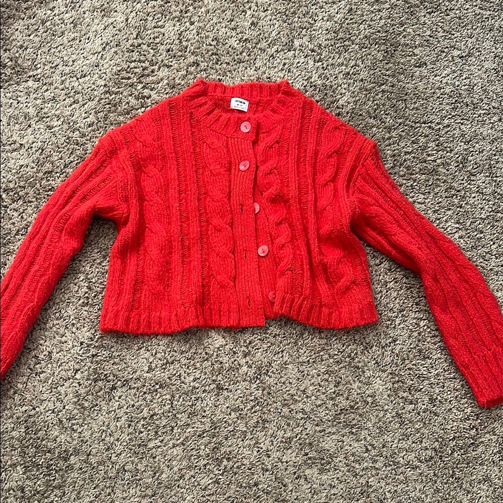 Red Cable Knit Sweater